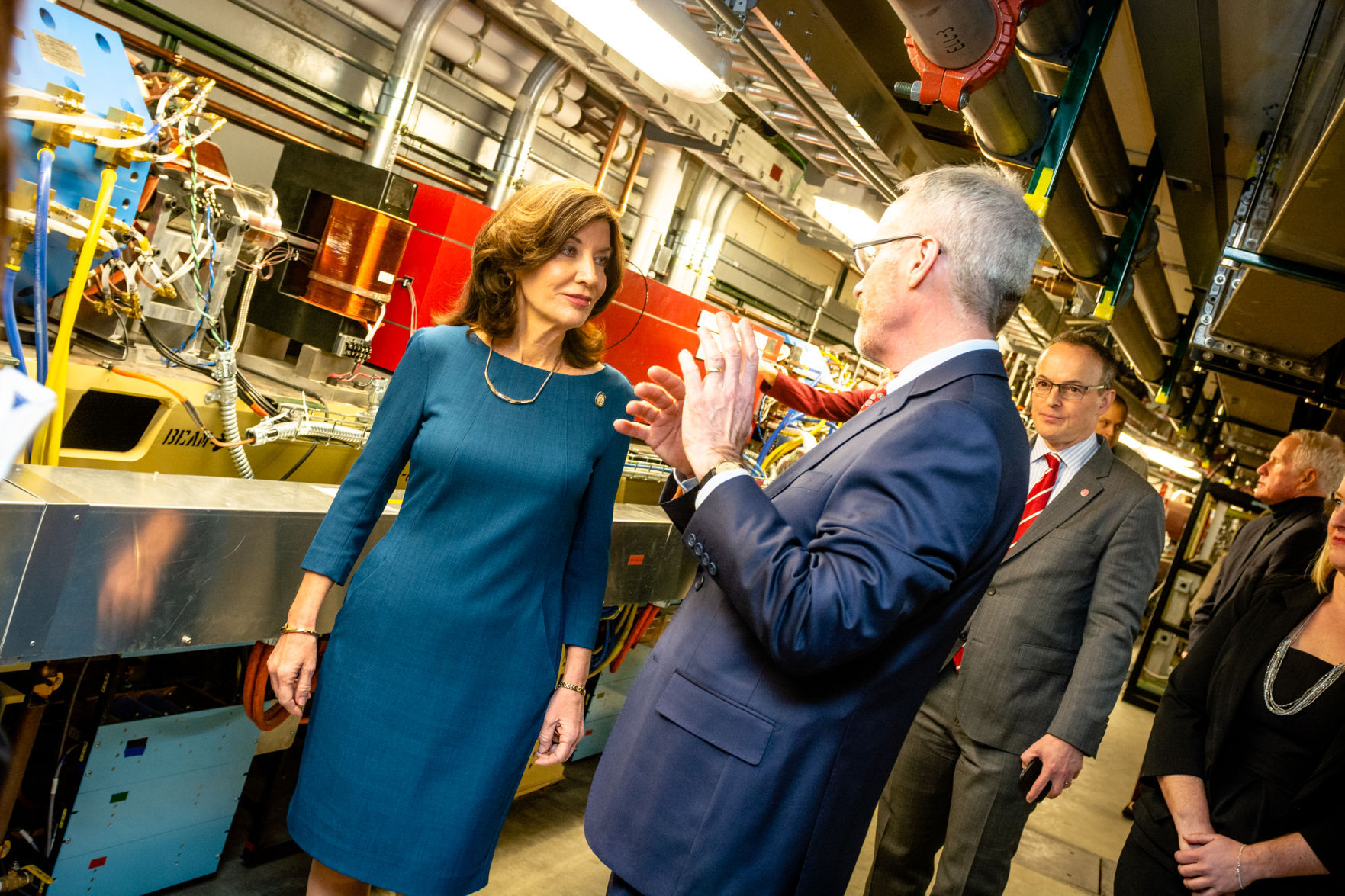 Govenor Kathy Hochul (left) and NYSEG agreed to call of the auction of Bell Station on Sept. 24.